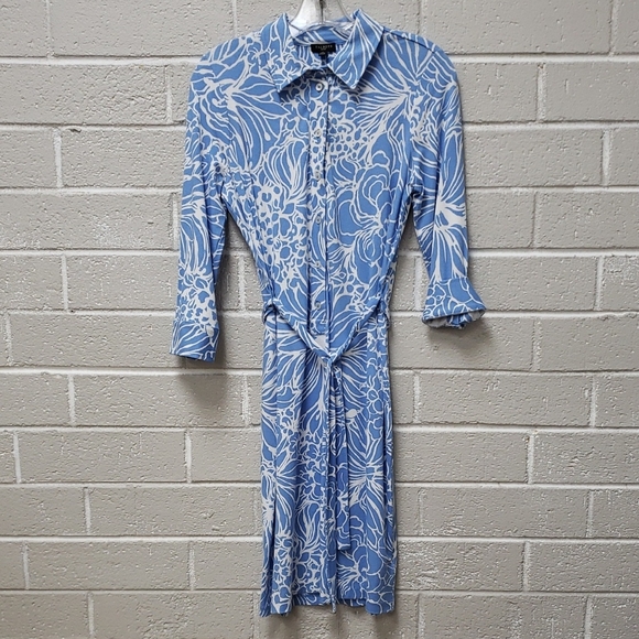 Talbots Dresses & Skirts - Talbots Blue and White Floral Long Sleeve Dress